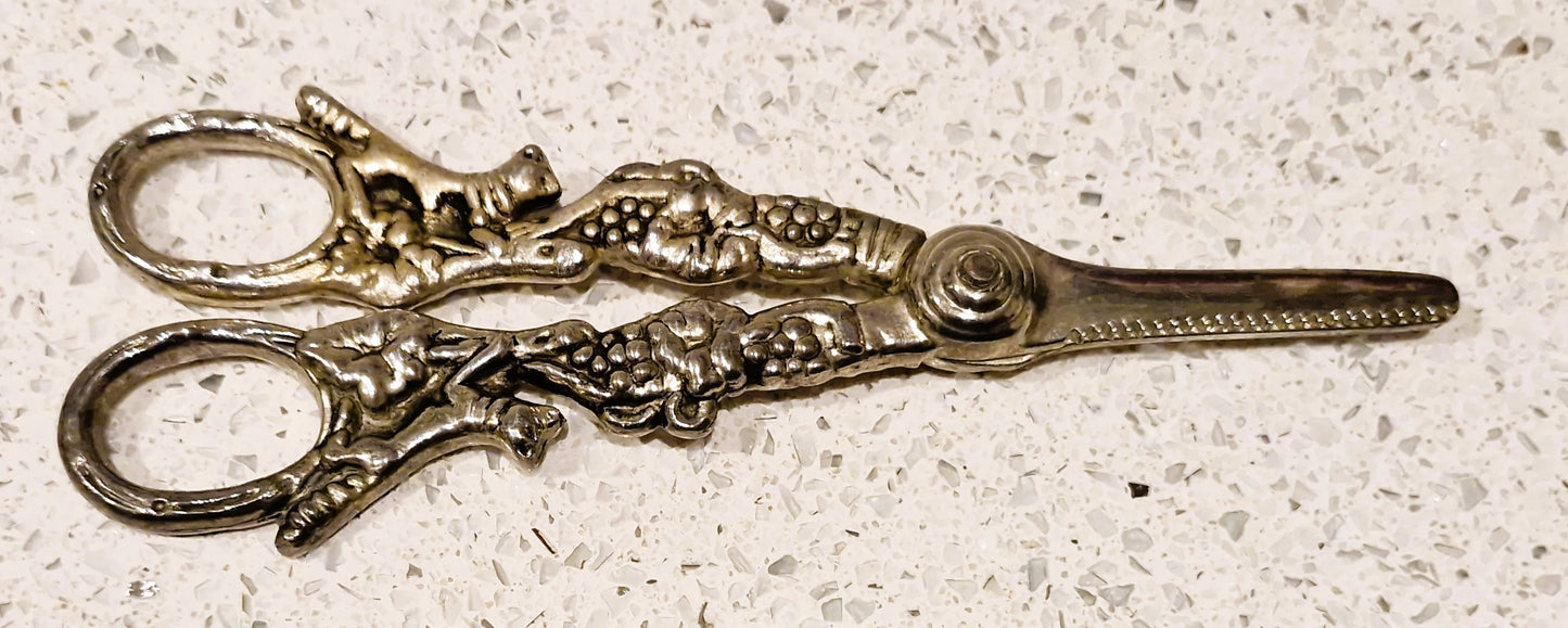 Edwardian Antique Silver Plated Grape Scissors, Fox, Grape Shears , Vintage