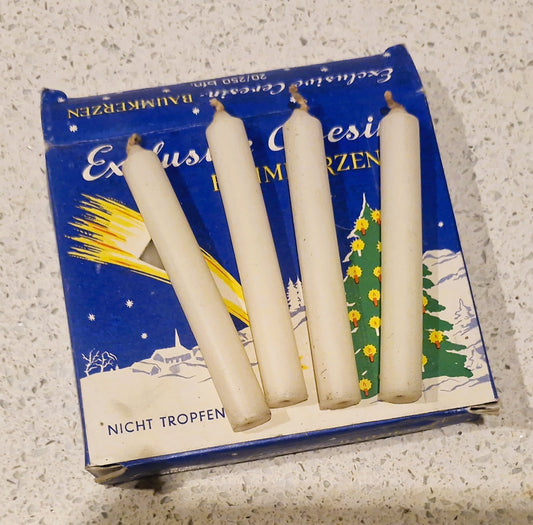 Hand Drawn, Hand Made, German Xmas Tree Candles, Feinste Gezogene Baumkerzen,  Menorah, Finest Drawn Tree Candles, 20, Boxed, Angel Games