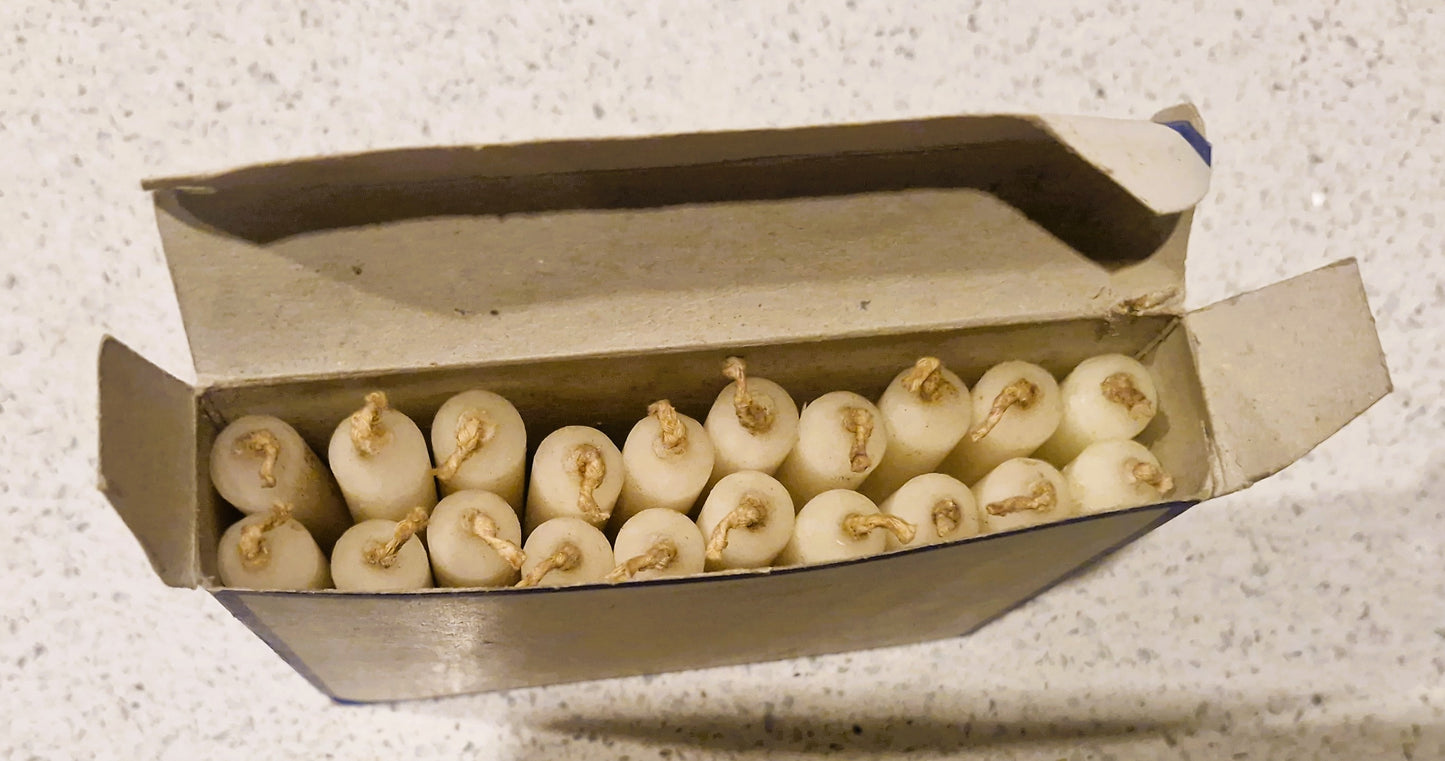 Hand Drawn, Hand Made, German Xmas Tree Candles, Feinste Gezogene Baumkerzen,  Menorah, Finest Drawn Tree Candles, 20, Boxed, Angel Games