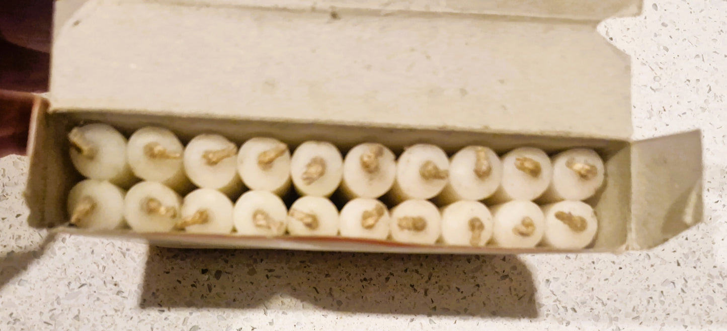 Hand Drawn, Hand Made, German Xmas Tree Candles, Feinste Gezogene Baumkerzen,  Menorah, Finest Drawn Tree Candles, 20, Boxed, Angel Games,