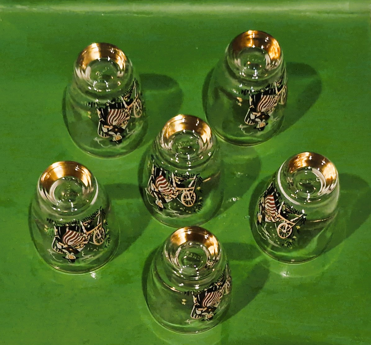 Boxed Vintage Set Of 6 Welsh Lady Shorts Glasses, Sherry Glasses, Welsh, Wales, Welsh Lady, Shot glasses, 1960s