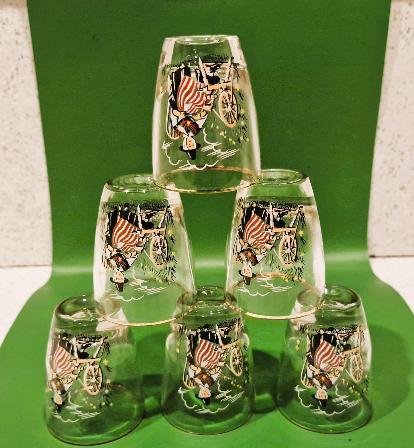 Boxed Vintage Set Of 6 Welsh Lady Shorts Glasses, Sherry Glasses, Welsh, Wales, Welsh Lady, Shot glasses, 1960s