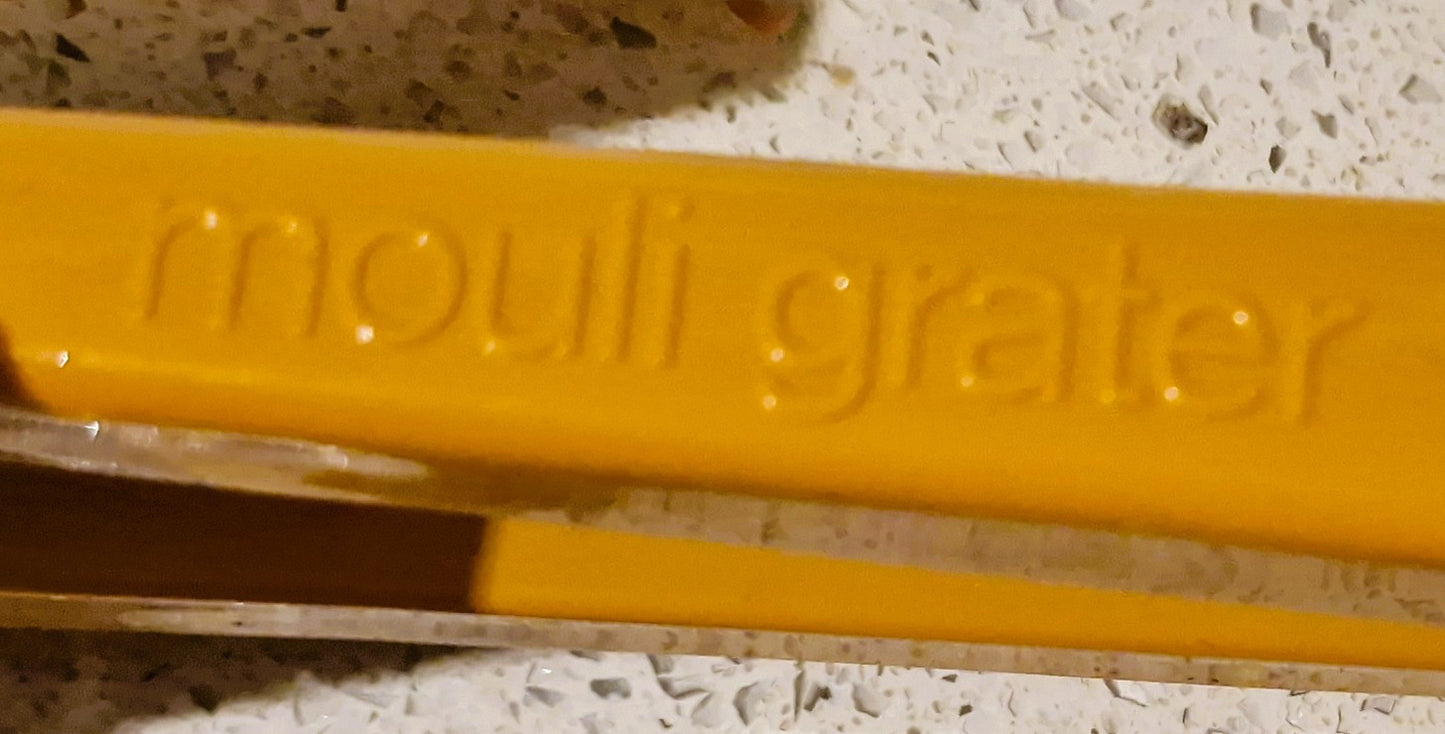 Vintage Orange Moulinex Mouli grater cheese grater, Made in France, Left and Right handed