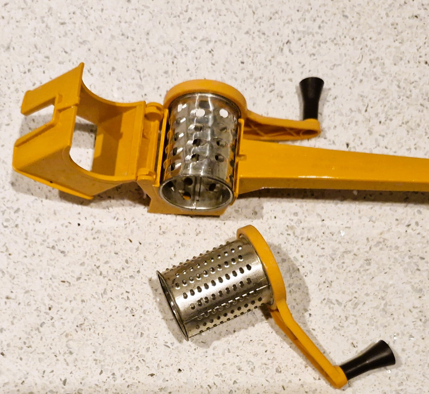 Vintage Orange Moulinex Mouli grater cheese grater, Made in France, Left and Right handed