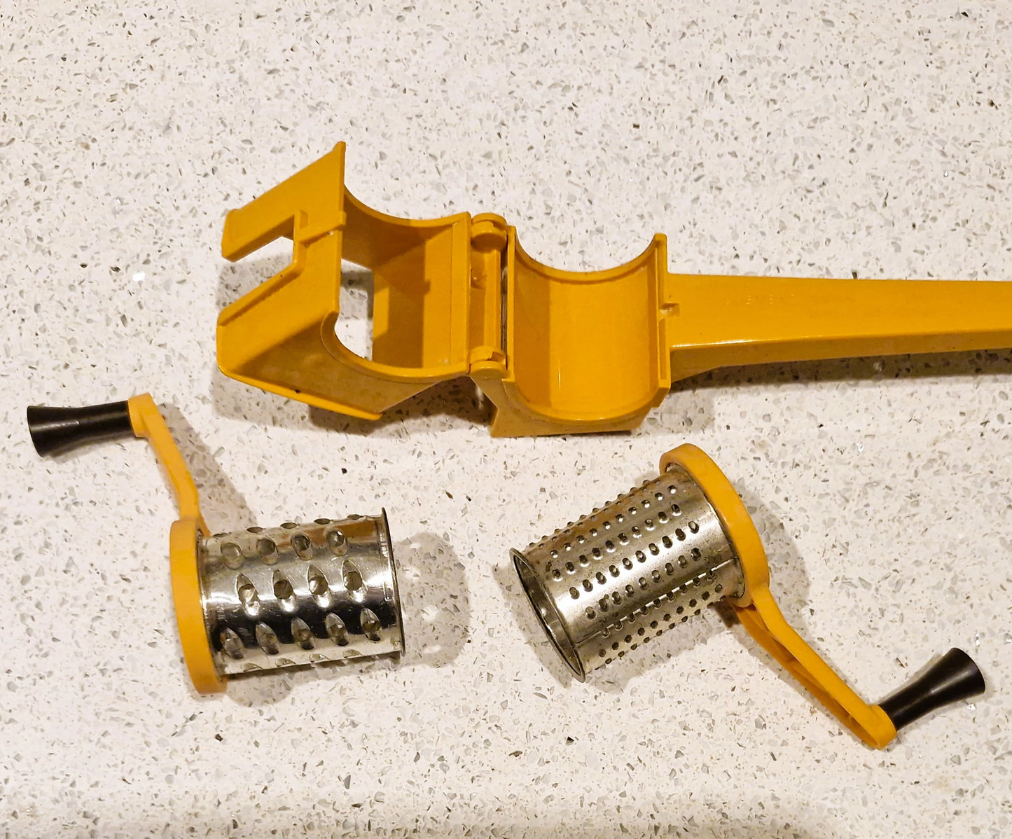 Vintage Orange Moulinex Mouli grater cheese grater, Made in France, Left and Right handed