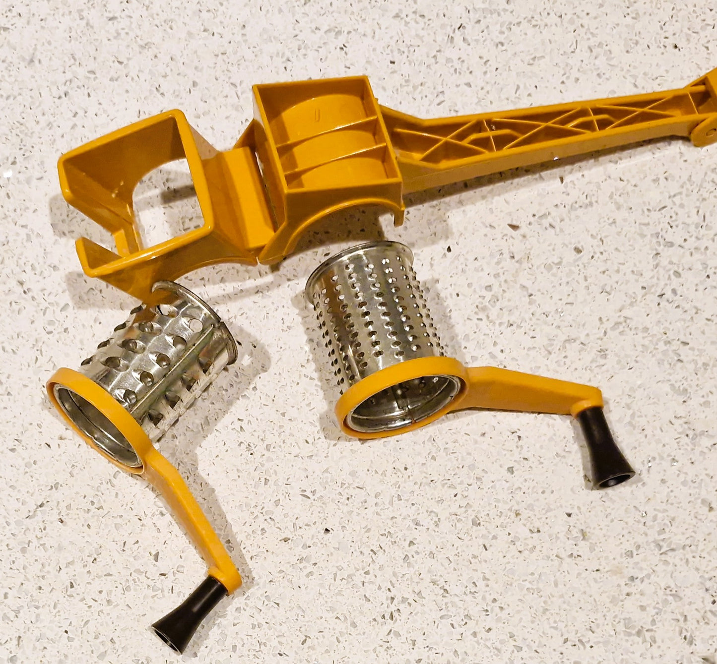 Vintage Orange Moulinex Mouli grater cheese grater, Made in France, Left and Right handed