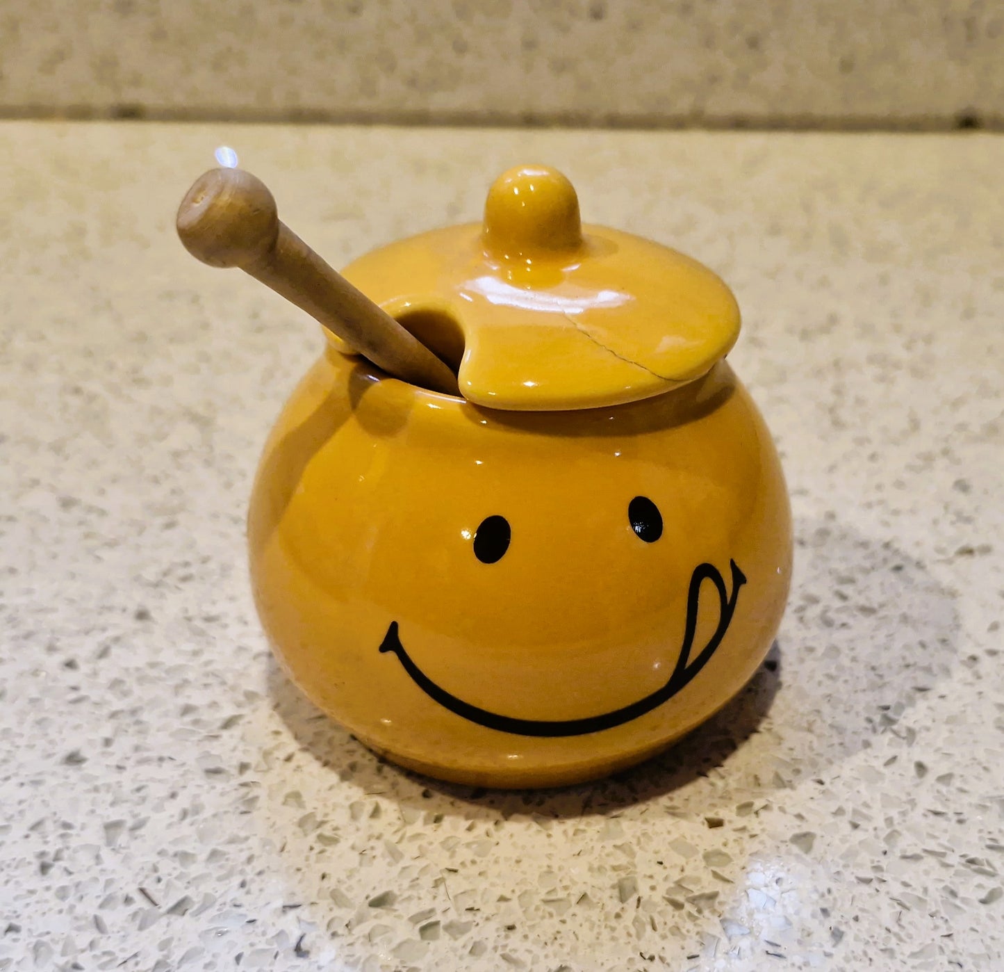 Yellow English Mustard Pot, The Mustard Shop, Ceramic Pot, Jar, Yellow, Face