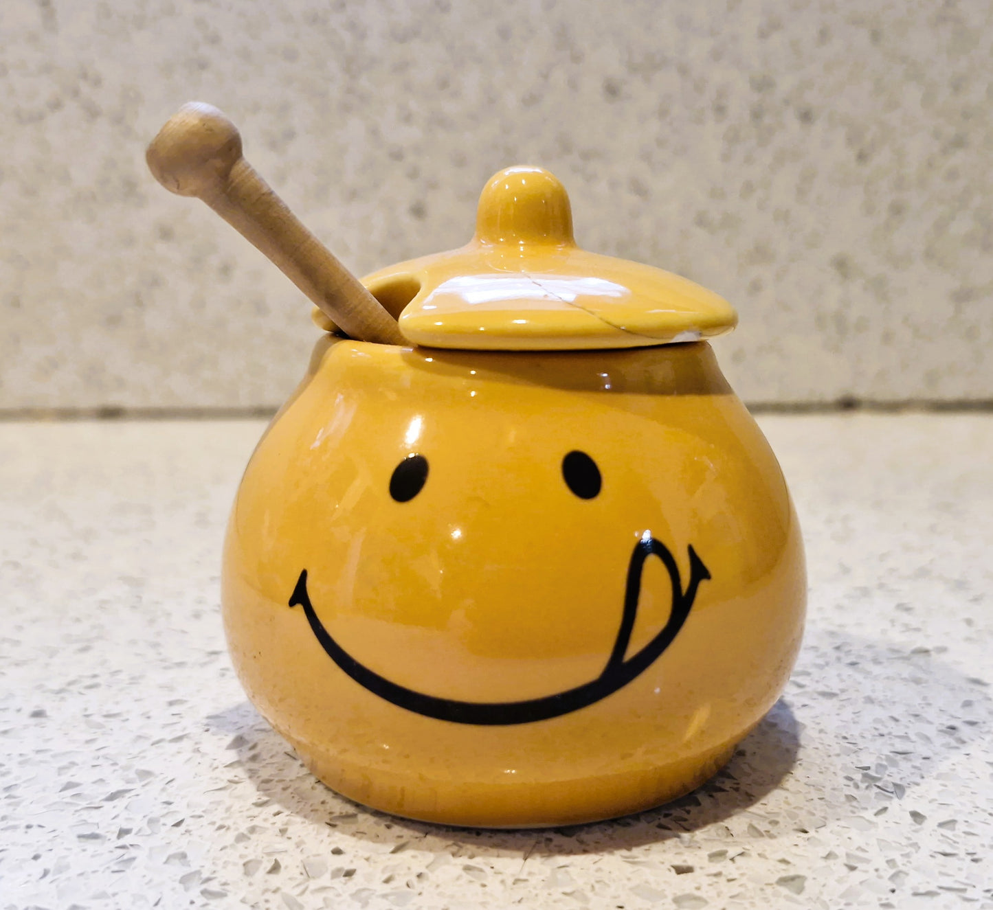 Yellow English Mustard Pot, The Mustard Shop, Ceramic Pot, Jar, Yellow, Face