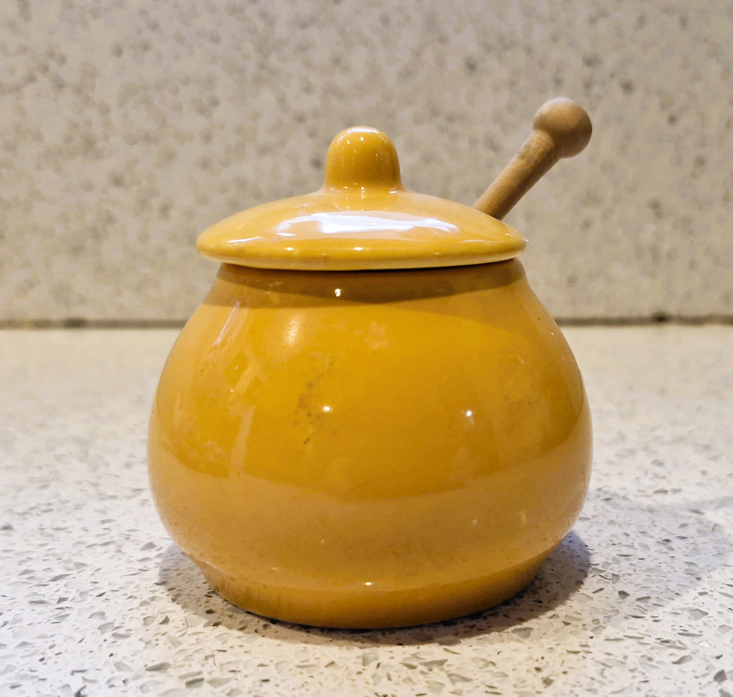 Yellow English Mustard Pot, The Mustard Shop, Ceramic Pot, Jar, Yellow, Face