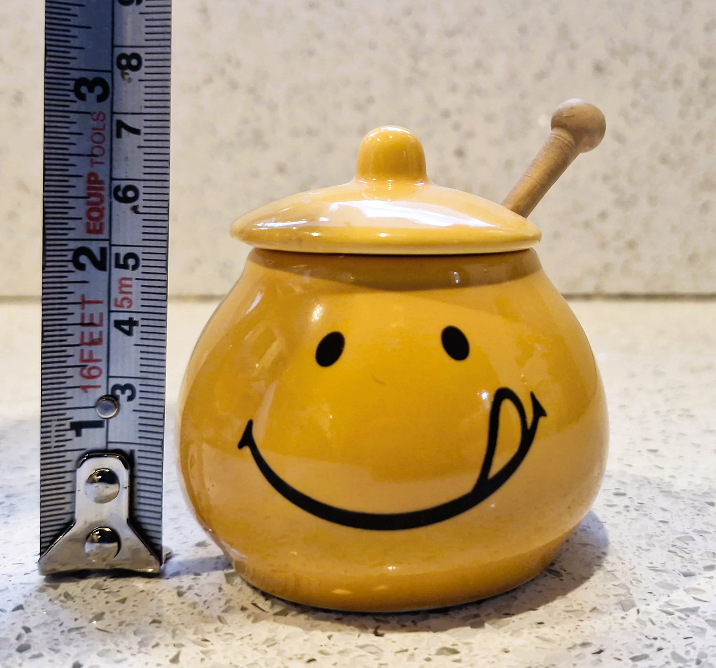 Yellow English Mustard Pot, The Mustard Shop, Ceramic Pot, Jar, Yellow, Face
