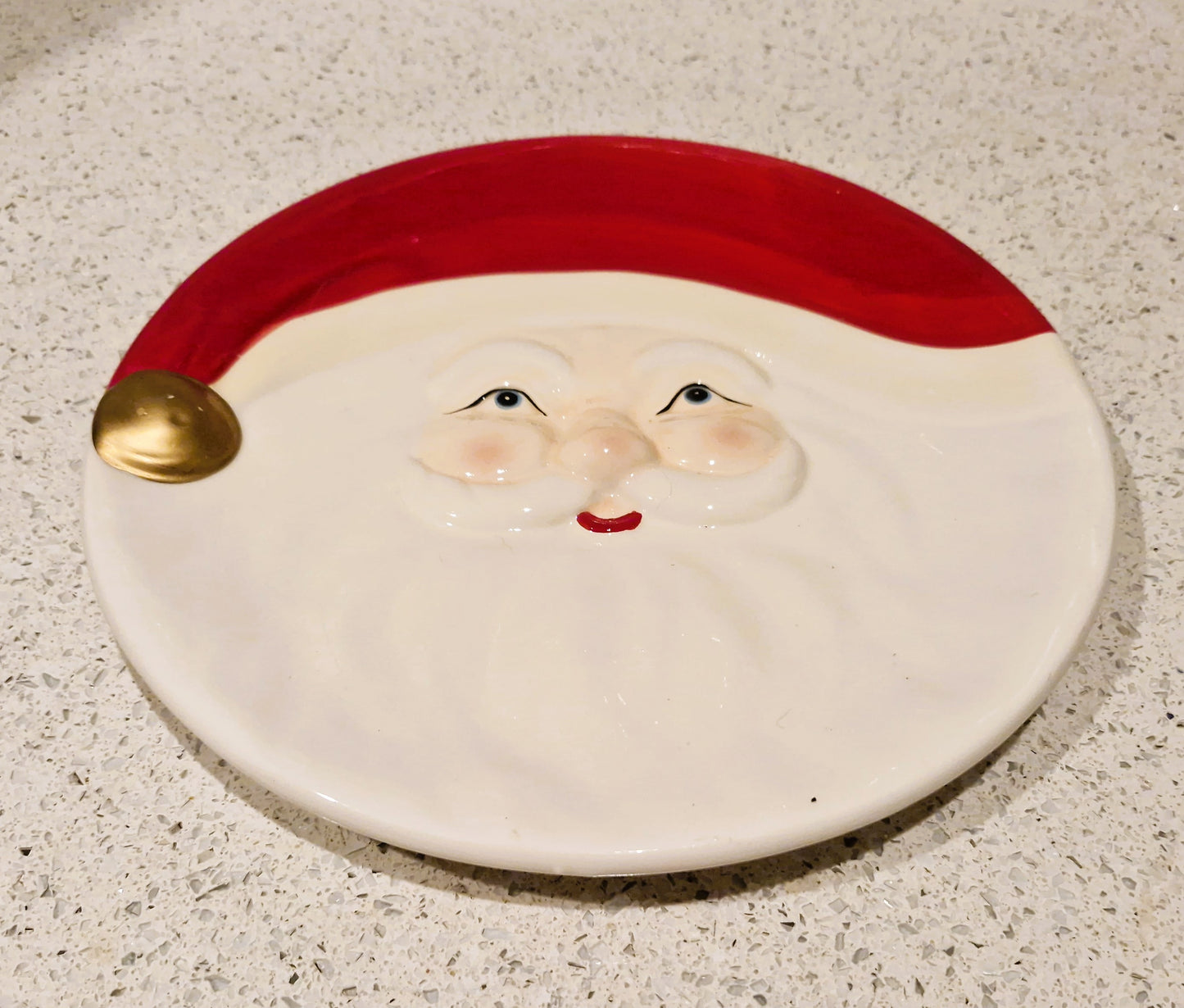 Vintage Santa Cookie Plate, Santa Spoon rest, Santa Plate, Vintage, Santa Face, Plate, Dish, Quirky, Winking Santa, father Christmas