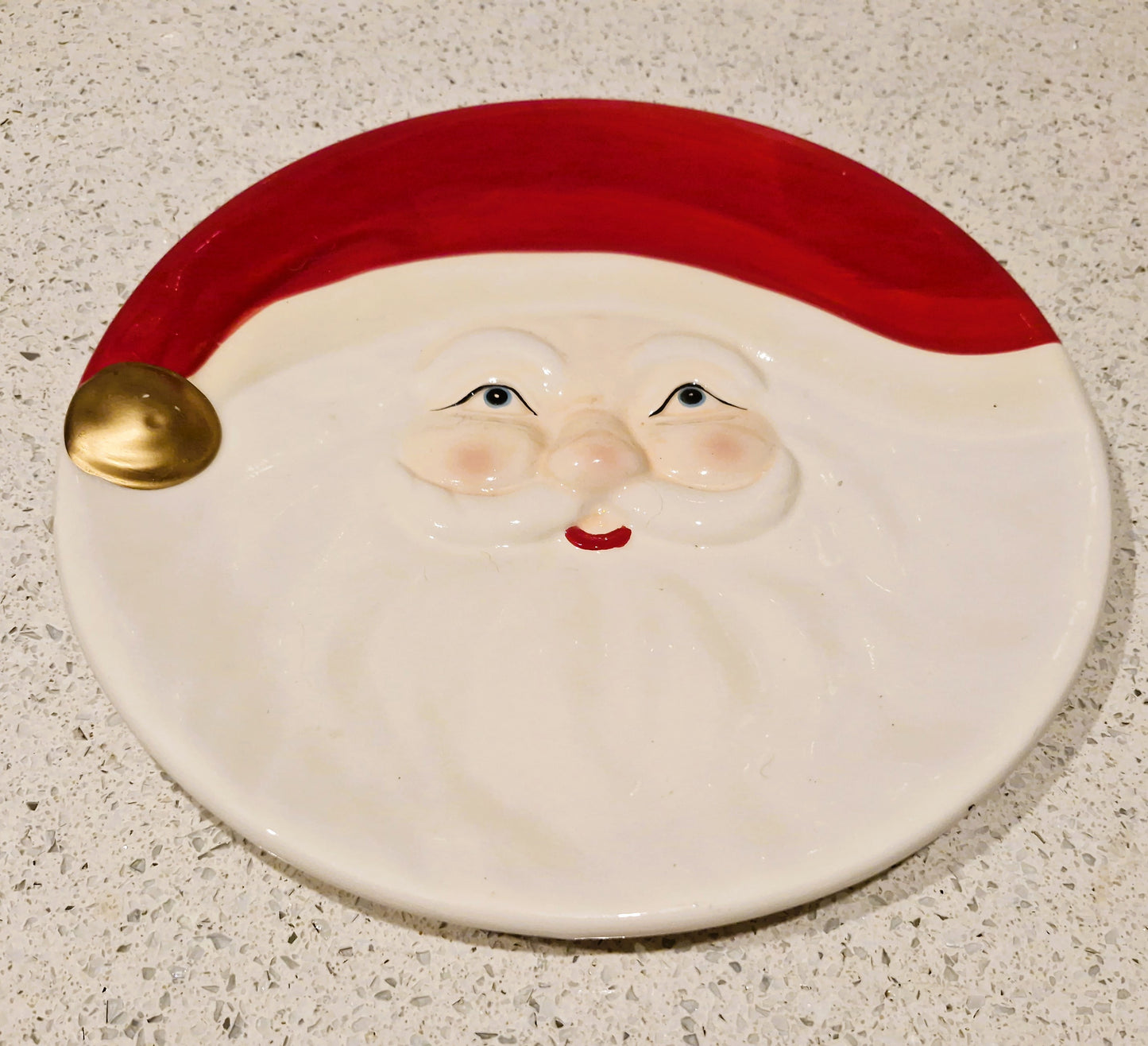 Vintage Santa Cookie Plate, Santa Spoon rest, Santa Plate, Vintage, Santa Face, Plate, Dish, Quirky, Winking Santa, father Christmas