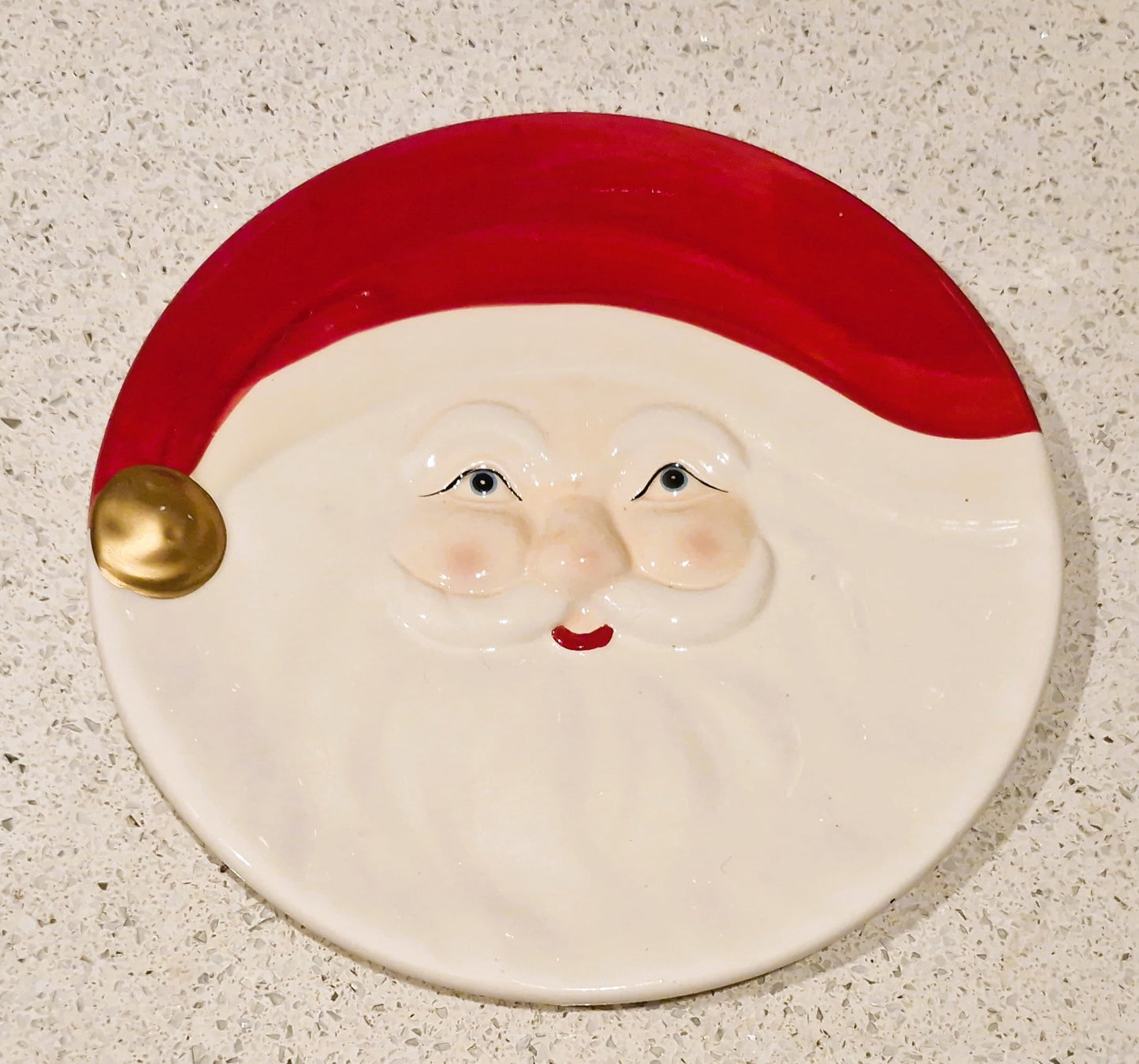 Vintage Santa Cookie Plate, Santa Spoon rest, Santa Plate, Vintage, Santa Face, Plate, Dish, Quirky, Winking Santa, father Christmas