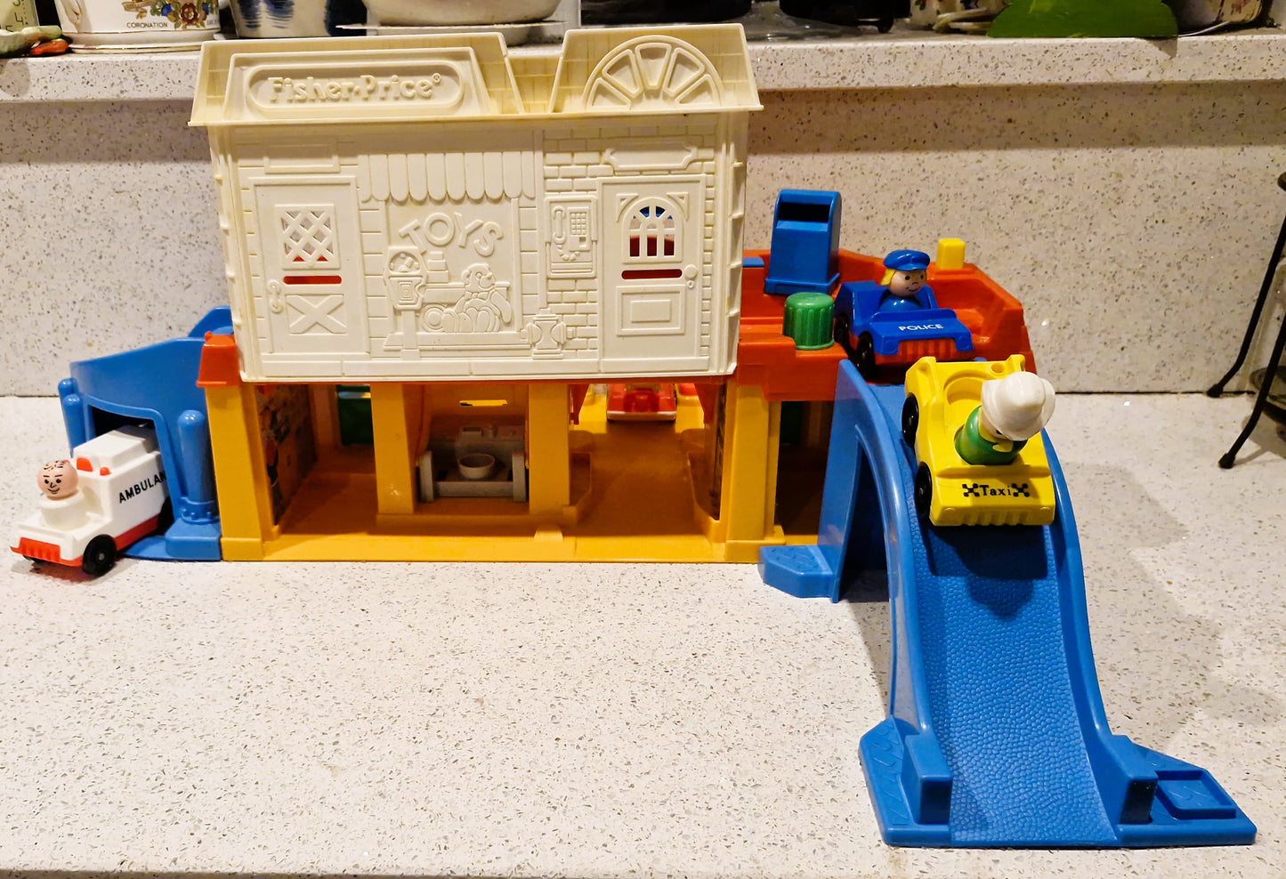 Vintage Fisher Price Main Street Set: Little People Town w/ Vehicles & Figures - BOXED