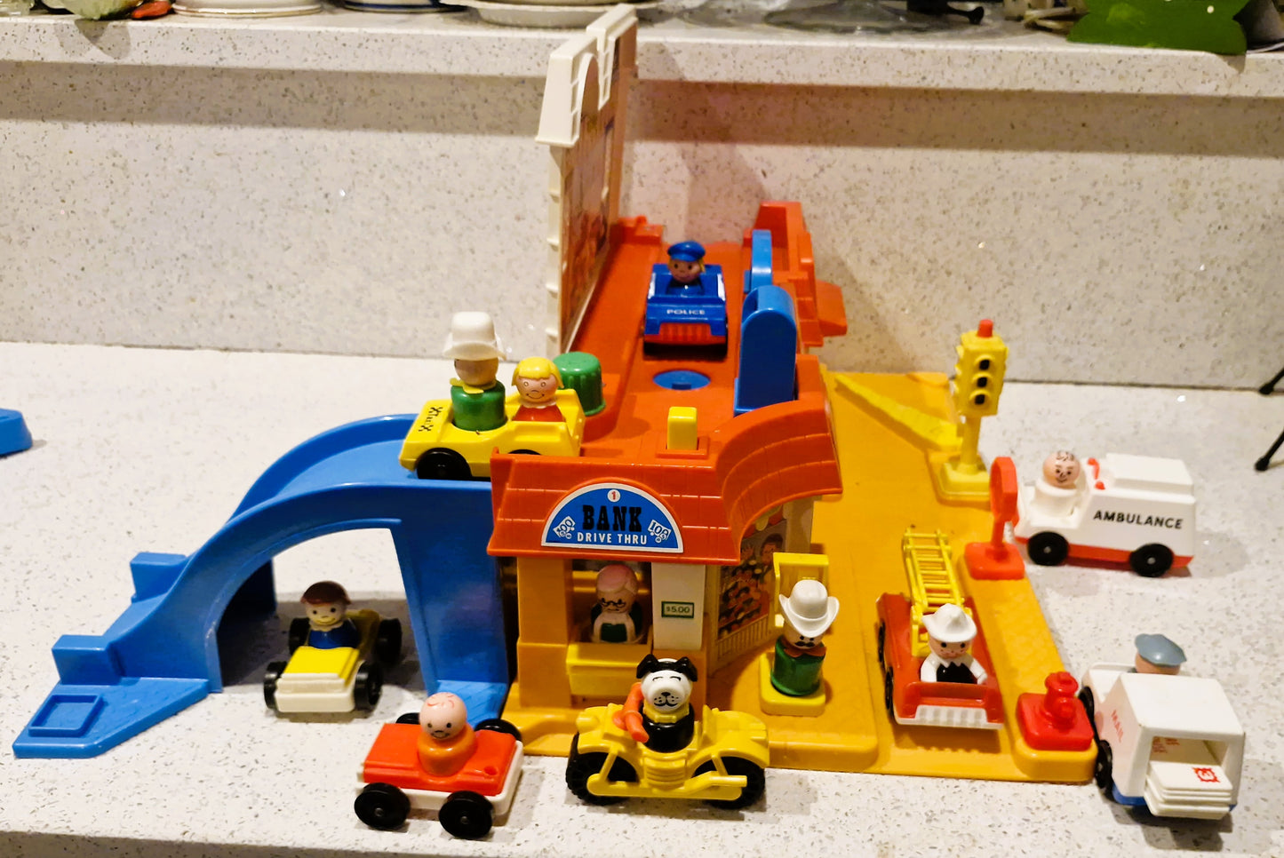 Vintage Fisher Price Main Street Set: Little People Town w/ Vehicles & Figures - BOXED