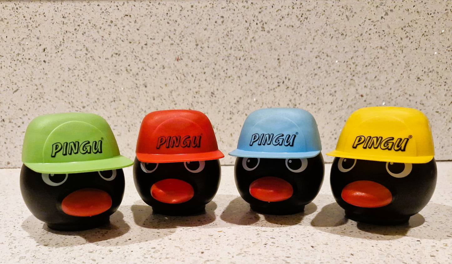 PINGU,  BLUE HAT, Pingu Ice Cream Tub, Hats as Lids, Very Rare, 90s Nostalgia, Vintage, Pingu Toys