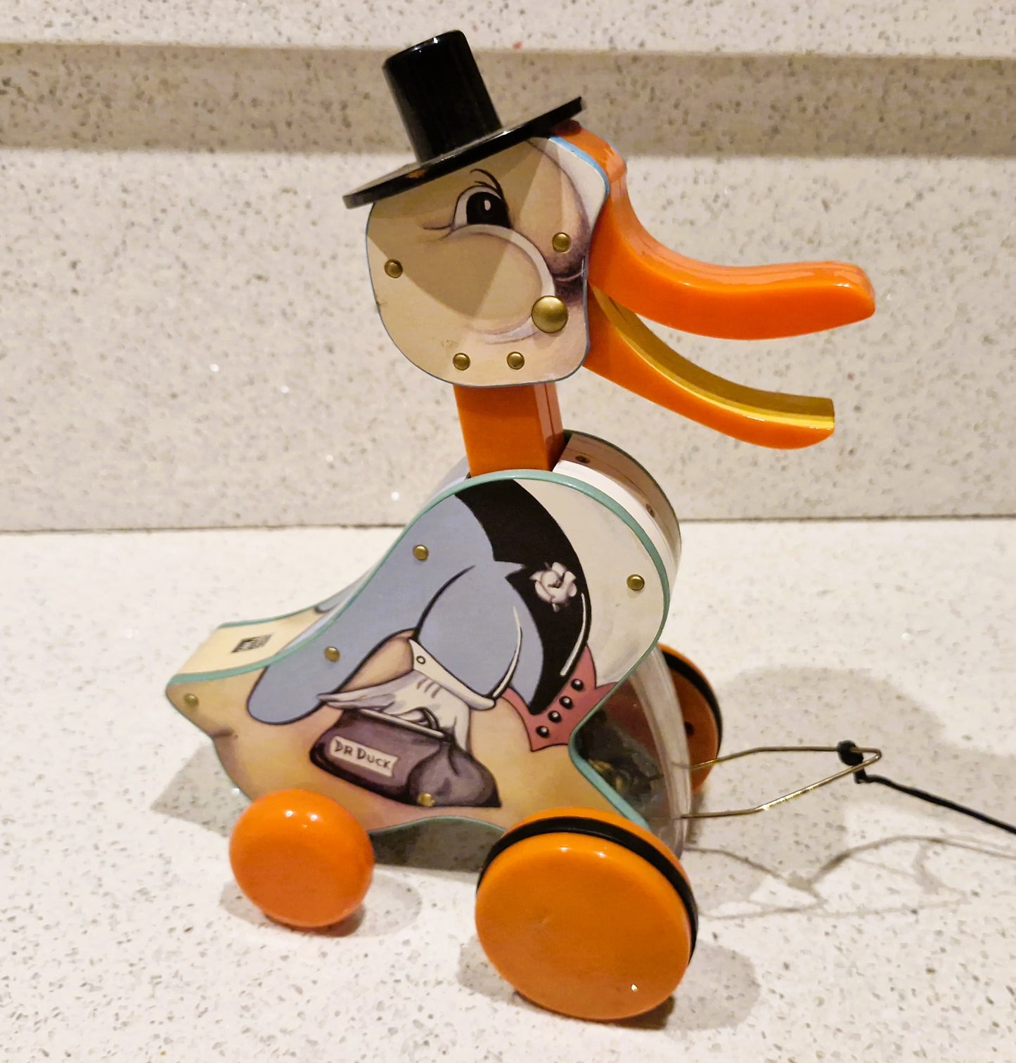 Vintage Fisher Price, Pull along Duck, Dr Doodle Duck, Quacking Duck Pull Toy