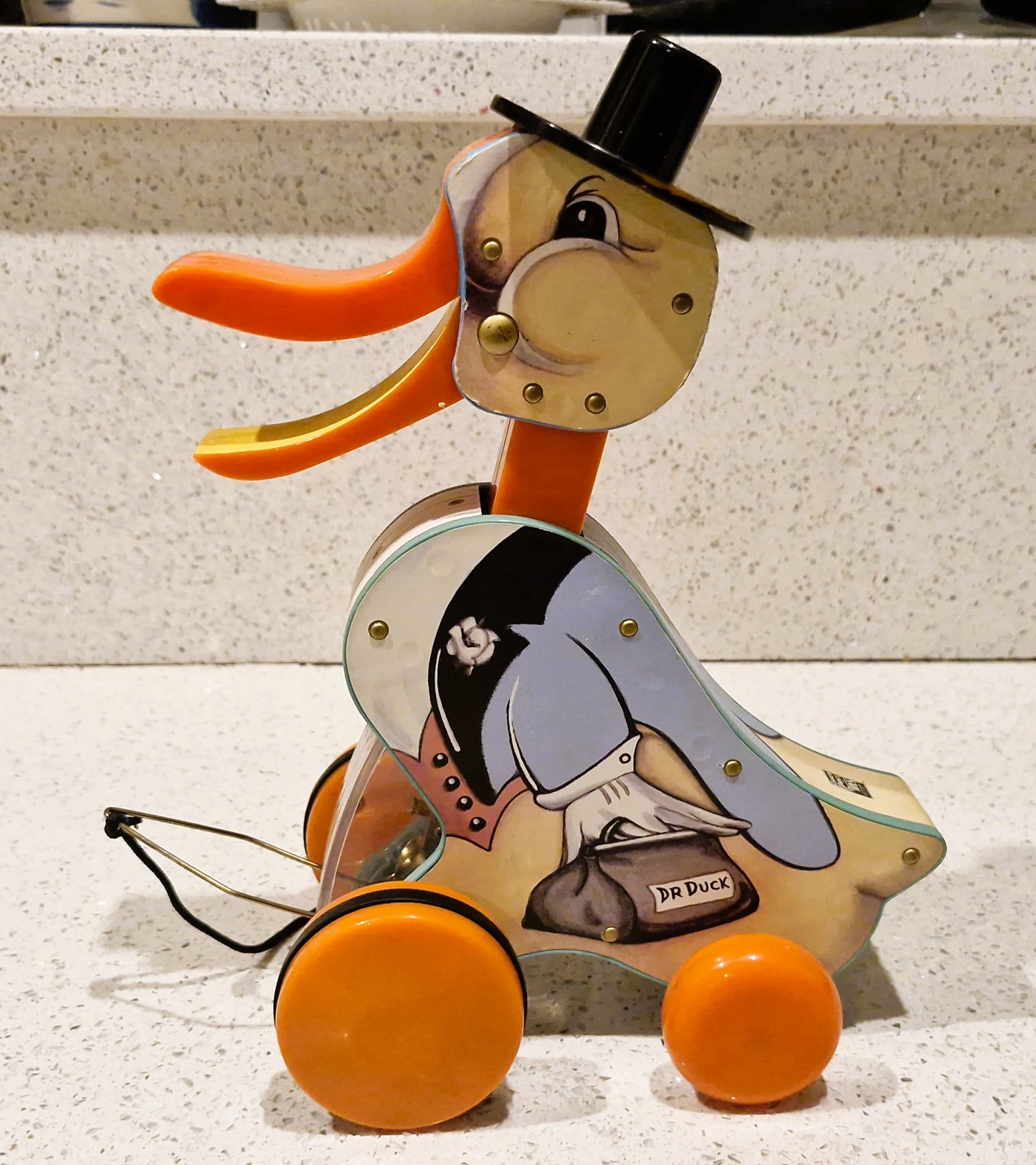 Vintage Fisher Price, Pull along Duck, Dr Doodle Duck, Quacking Duck Pull Toy