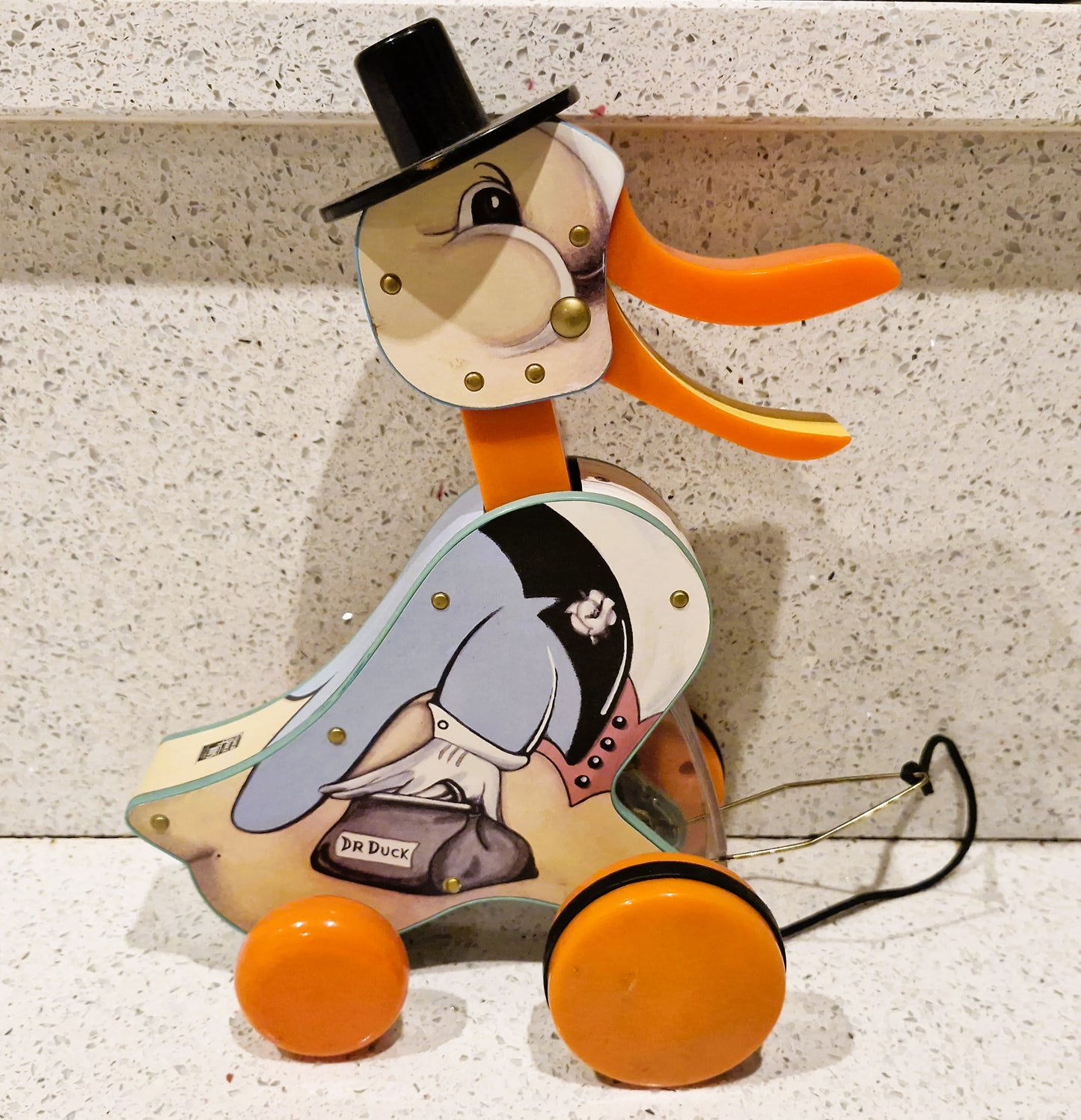 Vintage Fisher Price, Pull along Duck, Dr Doodle Duck, Quacking Duck Pull Toy