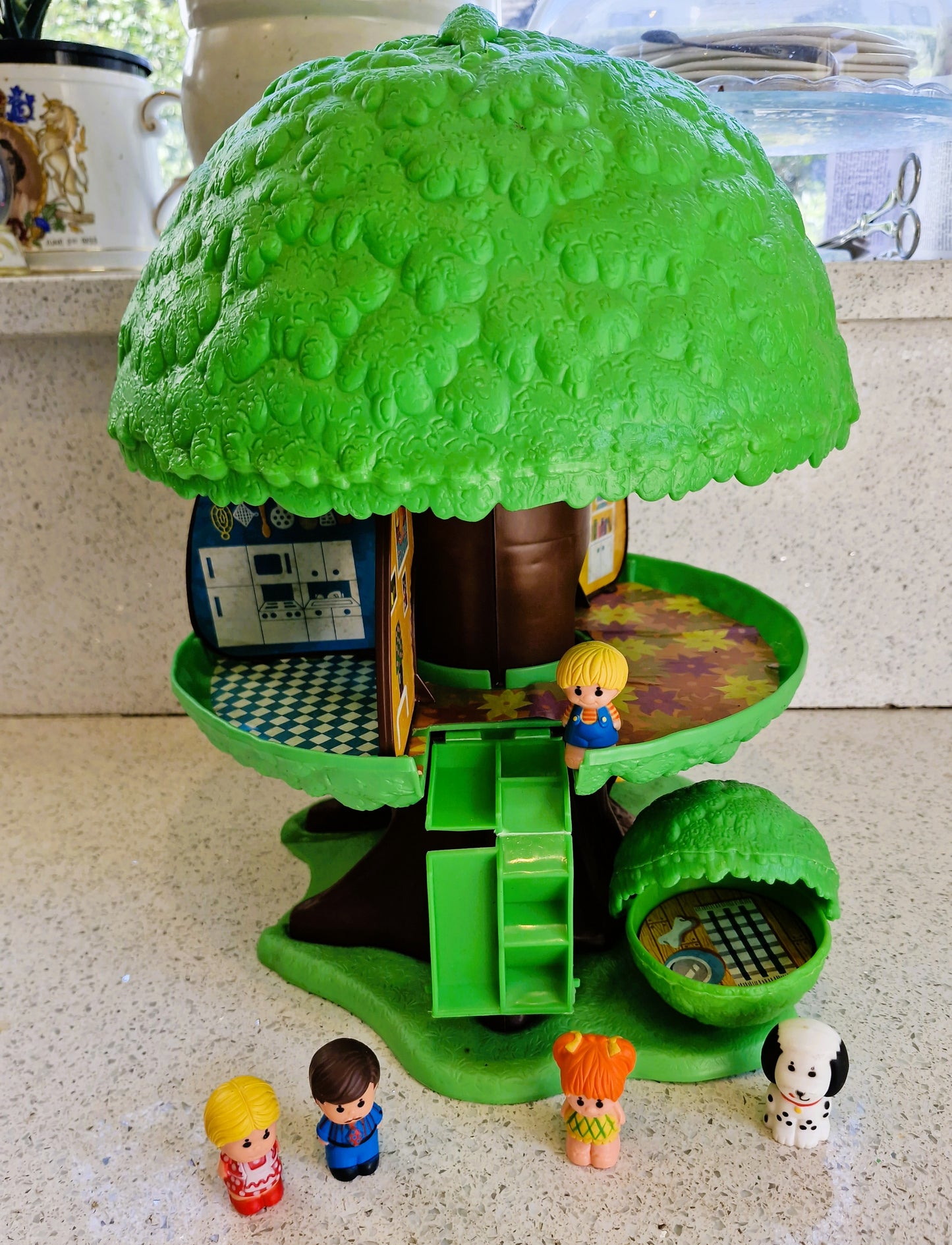 Vintage Palitoy Discovery Time Pop Up Tree House with Family & Car