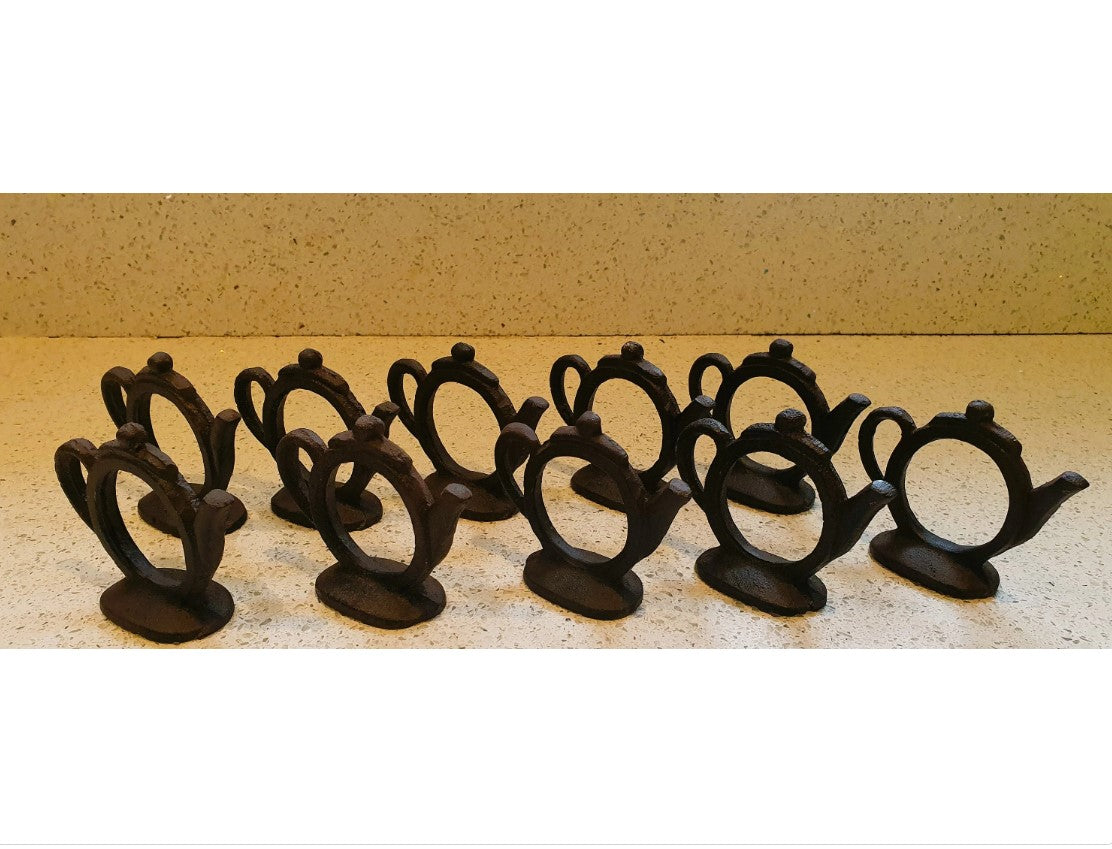 10 Napkin Rings, Cast Iron Napkin RIngs, Vintage Napkin RIngs, Napkin Rings 