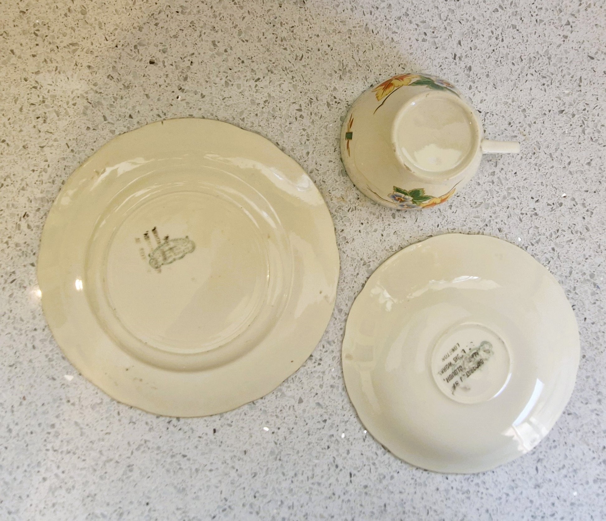 Art Deco Hand Painted Tea Cup trio, Art Deco Hand Painted Tea Cup, Alfred Clough Tea Cup, Clough, St Louis Works, Tea Cup, Made in England