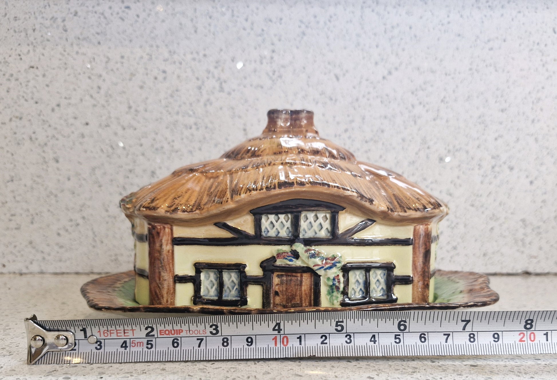 Cottage Shaped Butter Dish, Cottage Ware Butter Dish, Vintage Butter Dish, Hand painted 