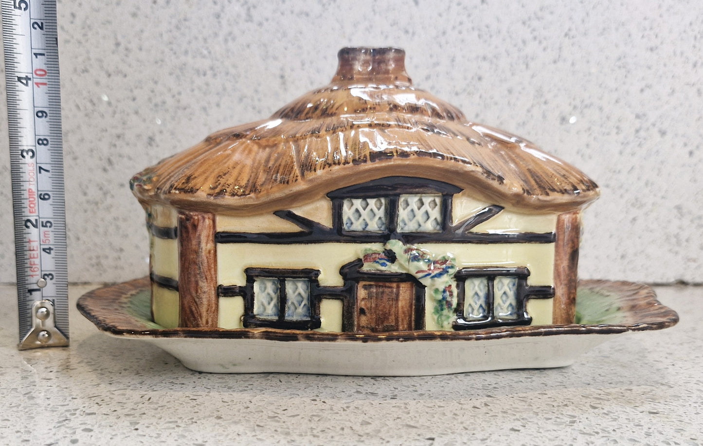 Cottage Shaped Butter Dish, Cottage Ware Butter Dish, Vintage Butter Dish, Hand painted 