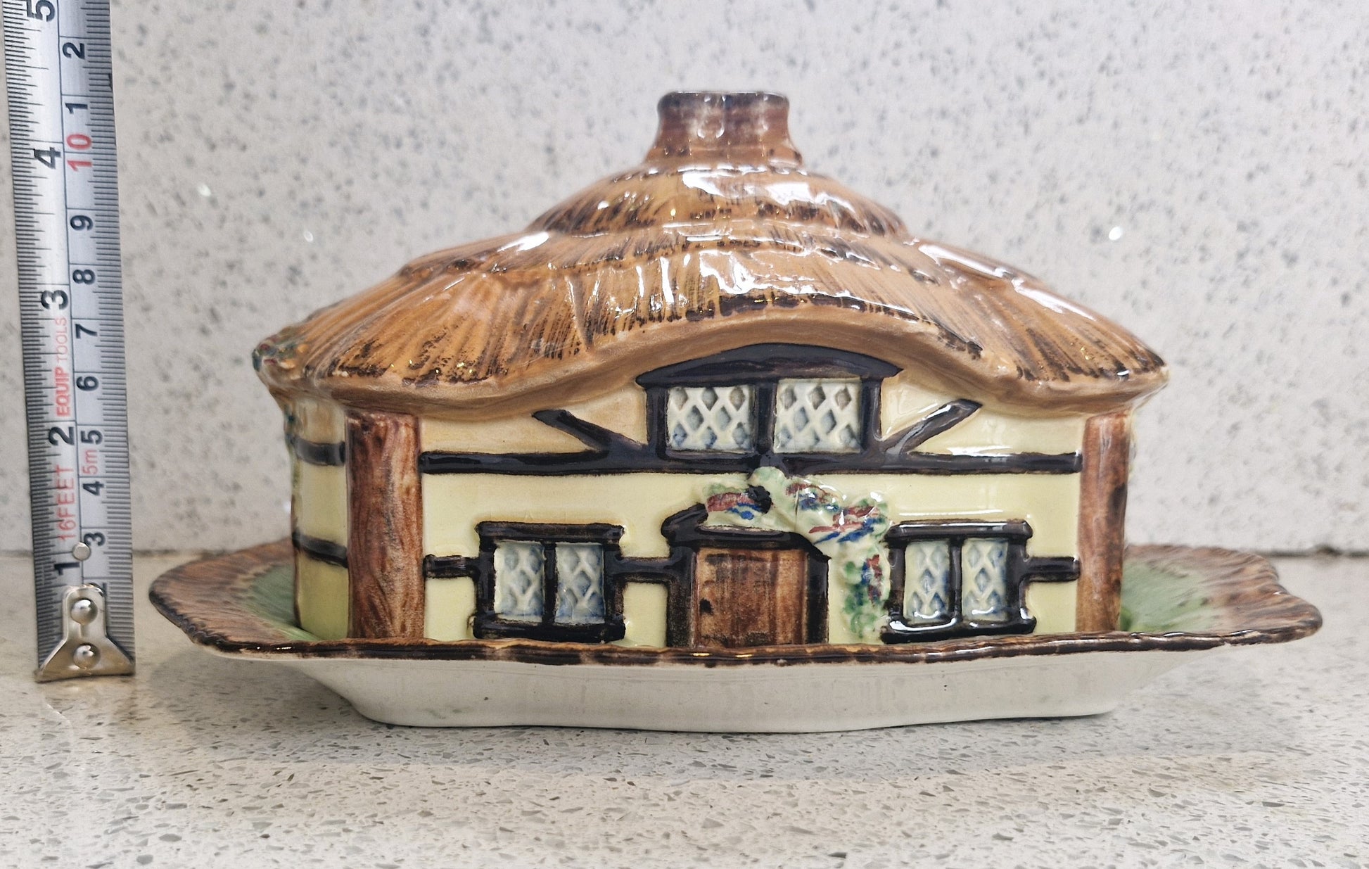 Cottage Shaped Butter Dish, Cottage Ware Butter Dish, Vintage Butter Dish, Hand painted 