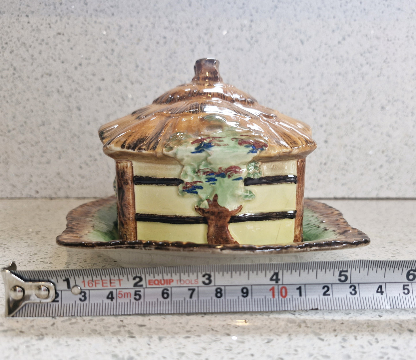 Cottage Shaped Butter Dish, Cottage Ware Butter Dish, Vintage Butter Dish, Hand painted 