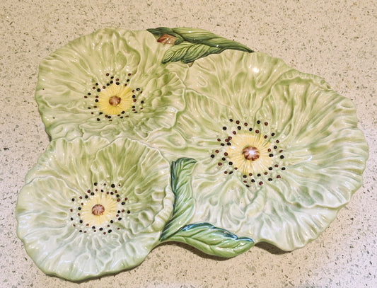 Carltonware 3 Section Platter, Poppy Pattern. Carltonware Poppy Pattern Plate, Carltonware dish, Green, Australian design, Buttercup