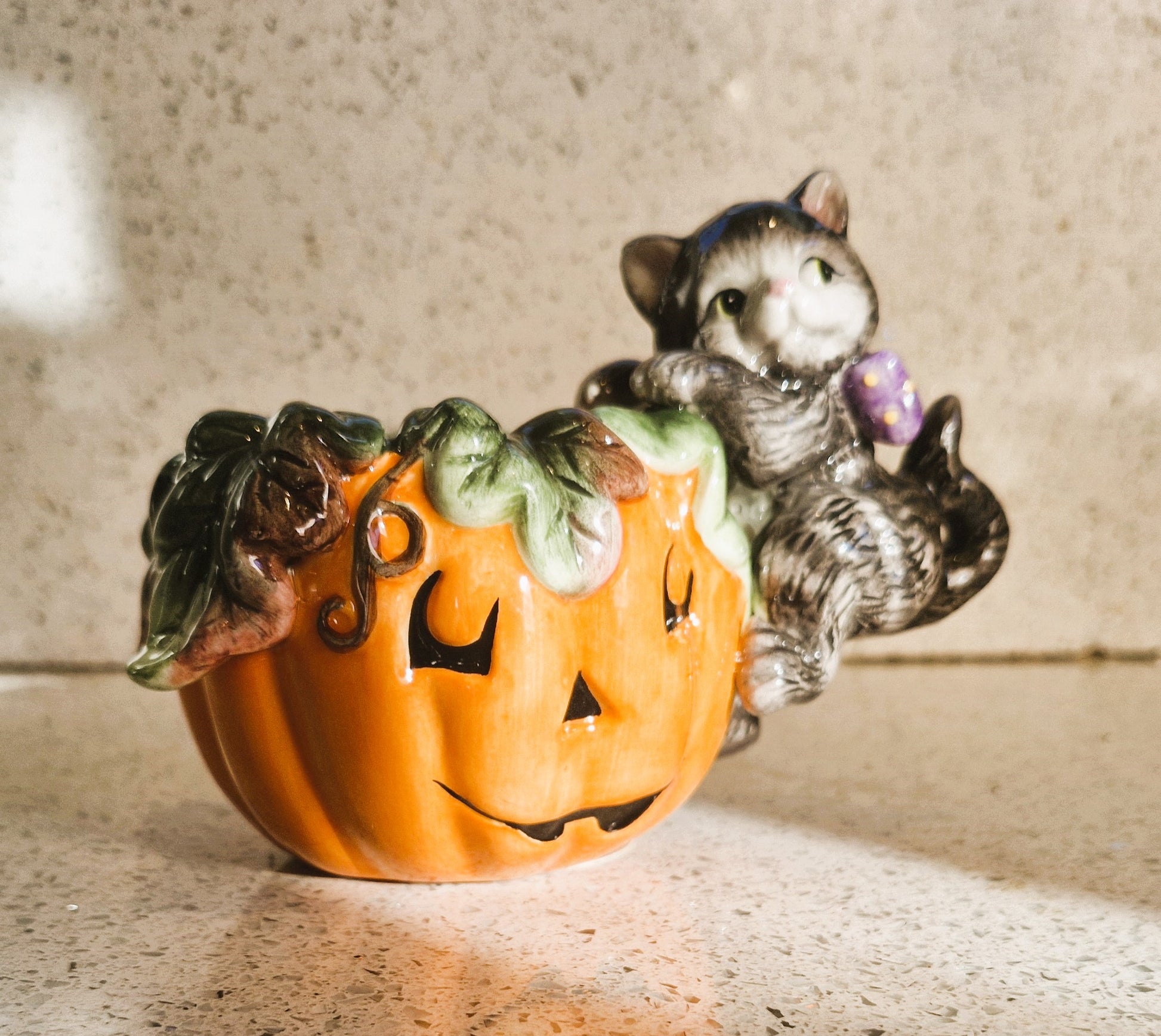 Fitz and Floyd Halloween Candle, Fitz and Floyd Cat, Fitz and Floyd Pumpkin, Vintage Fitz and Floyd 