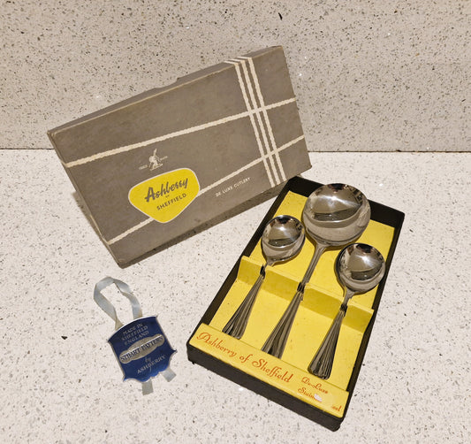 Ashberry of Sheffield Cutlery, Vintage 1950s Cutlery, Desert Cutlery Set, Boxed, Dessert Cutlery, Mid Century Cutlery,