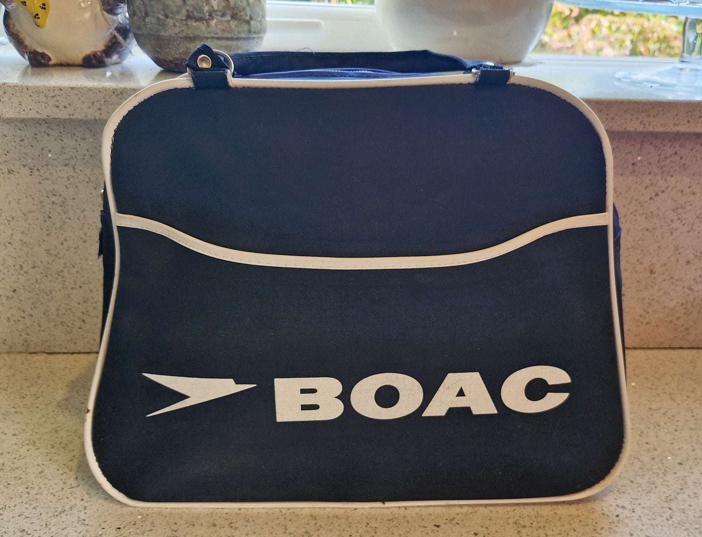 Vintage Airline Bag, BOAC, 1960s, 1970s, Flight Bag, Cabin Bag, Original, British Overseas Airways Corporation, British Airways, Bag