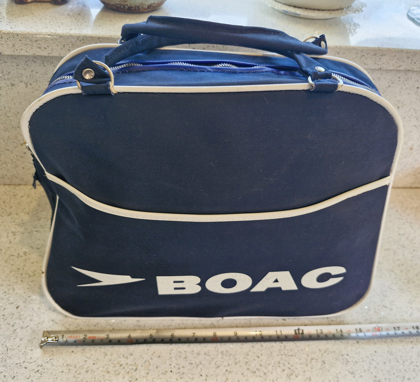 Vintage Airline Bag, BOAC, 1960s, 1970s, Flight Bag, Cabin Bag, Original, British Overseas Airways Corporation, British Airways, Bag