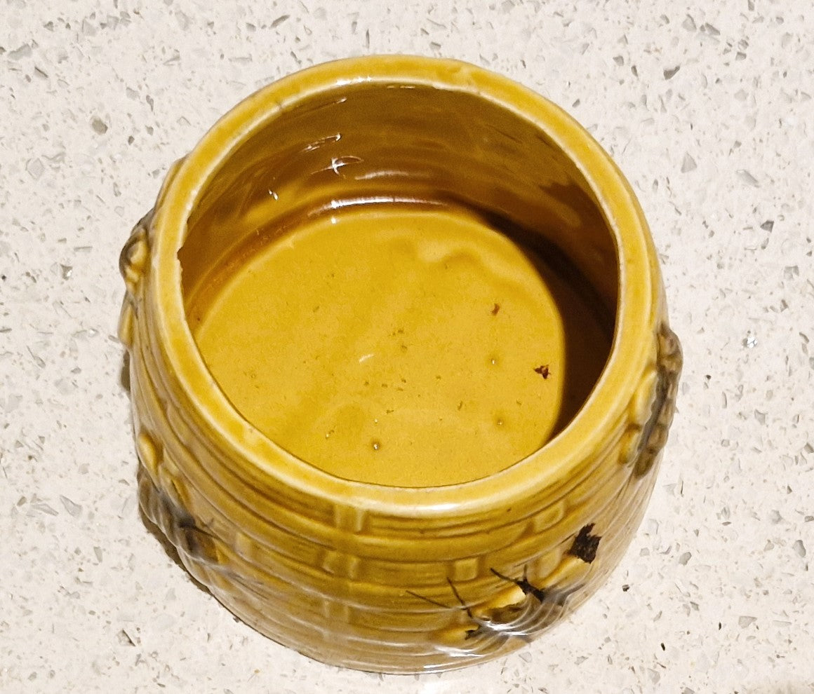 Vintage Honey Pot, With Bees, Mid-Century, Cottage Core, (Honey Miel), Mid century Honey bee Pot, With Bees, Bee Hive Honey Pot, Ceramic