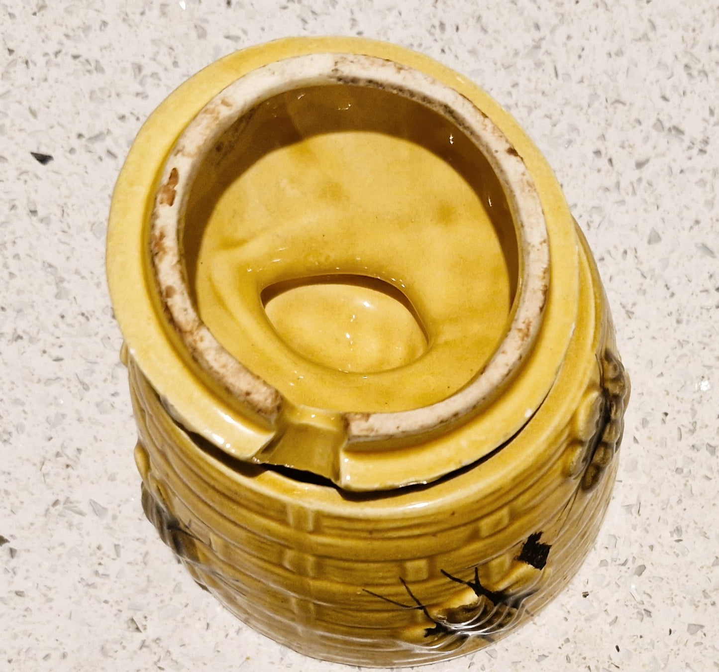Vintage Honey Pot, With Bees, Mid-Century, Cottage Core, (Honey Miel), Mid century Honey bee Pot, With Bees, Bee Hive Honey Pot, Ceramic