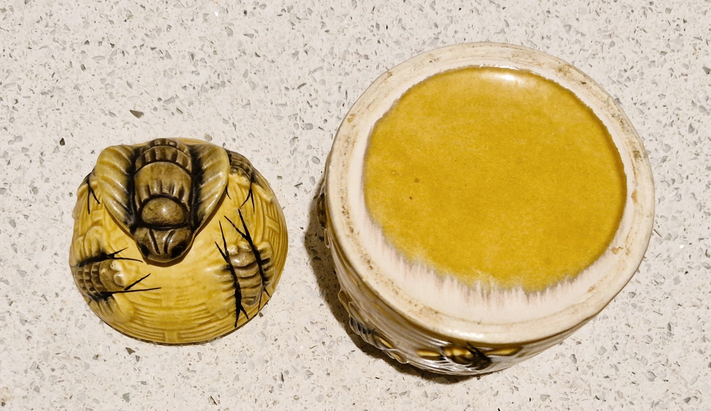 Vintage Honey Pot, With Bees, Mid-Century, Cottage Core, (Honey Miel), Mid century Honey bee Pot, With Bees, Bee Hive Honey Pot, Ceramic
