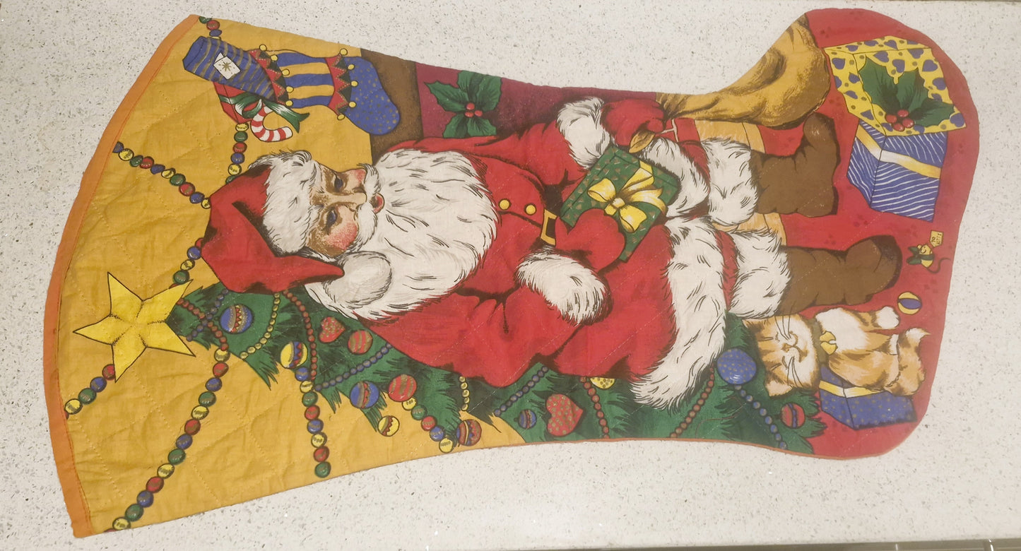 Large Christmas Stocking, Vintage Christmas Stocking,  Large, Huge, Big, Christmas, Xmas, Stocking, Kitsch, Quirky, Santa, Father Christmas