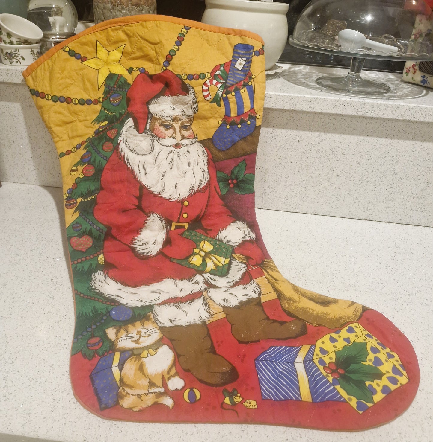 Large Christmas Stocking, Vintage Christmas Stocking,  Large, Huge, Big, Christmas, Xmas, Stocking, Kitsch, Quirky, Santa, Father Christmas