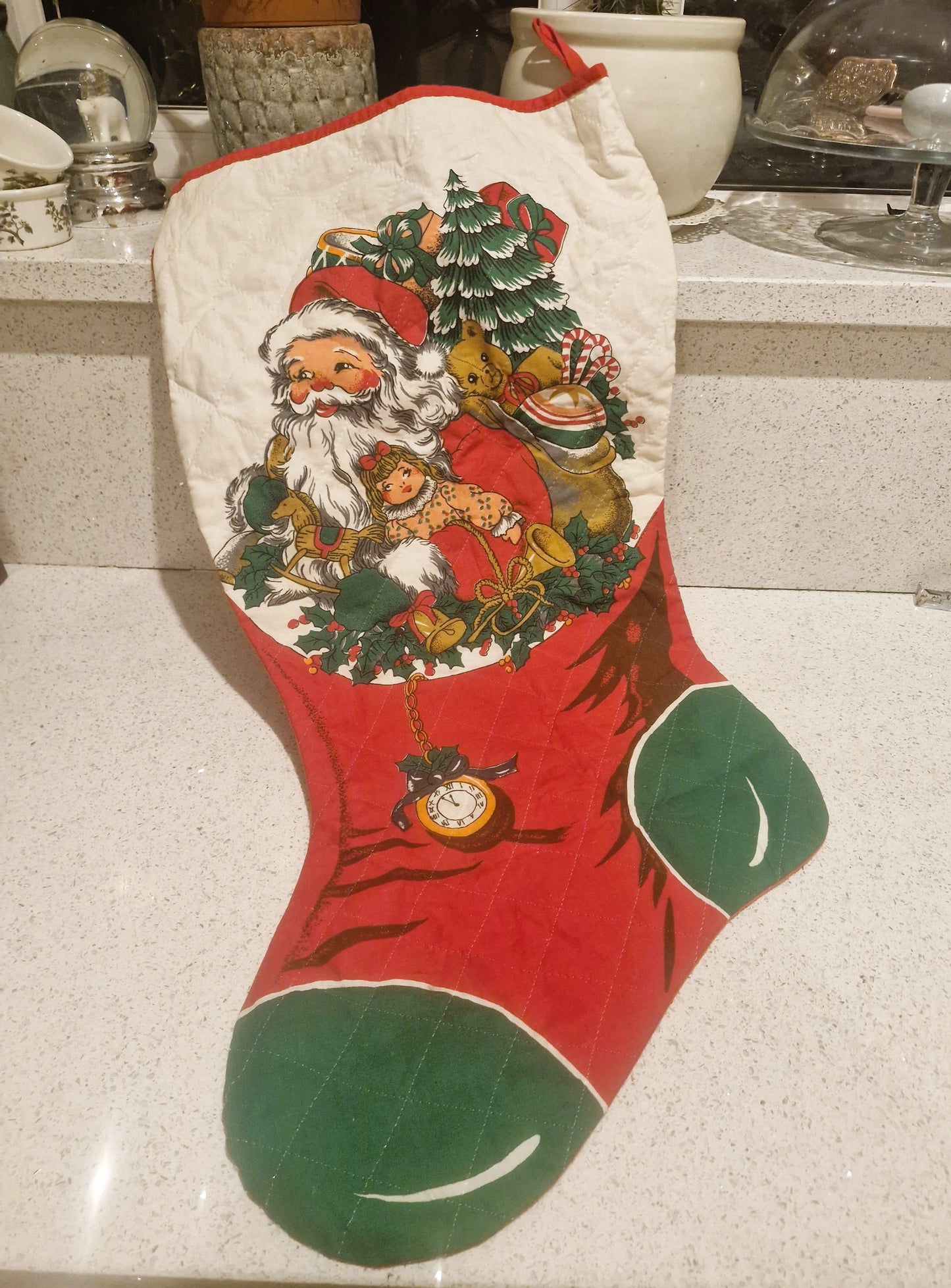 Large Christmas Stocking, Vintage Christmas Stocking,  Large, Huge, Big, Christmas, Xmas, Stocking, Kitsch, Quirky, Santa, Father Christmas
