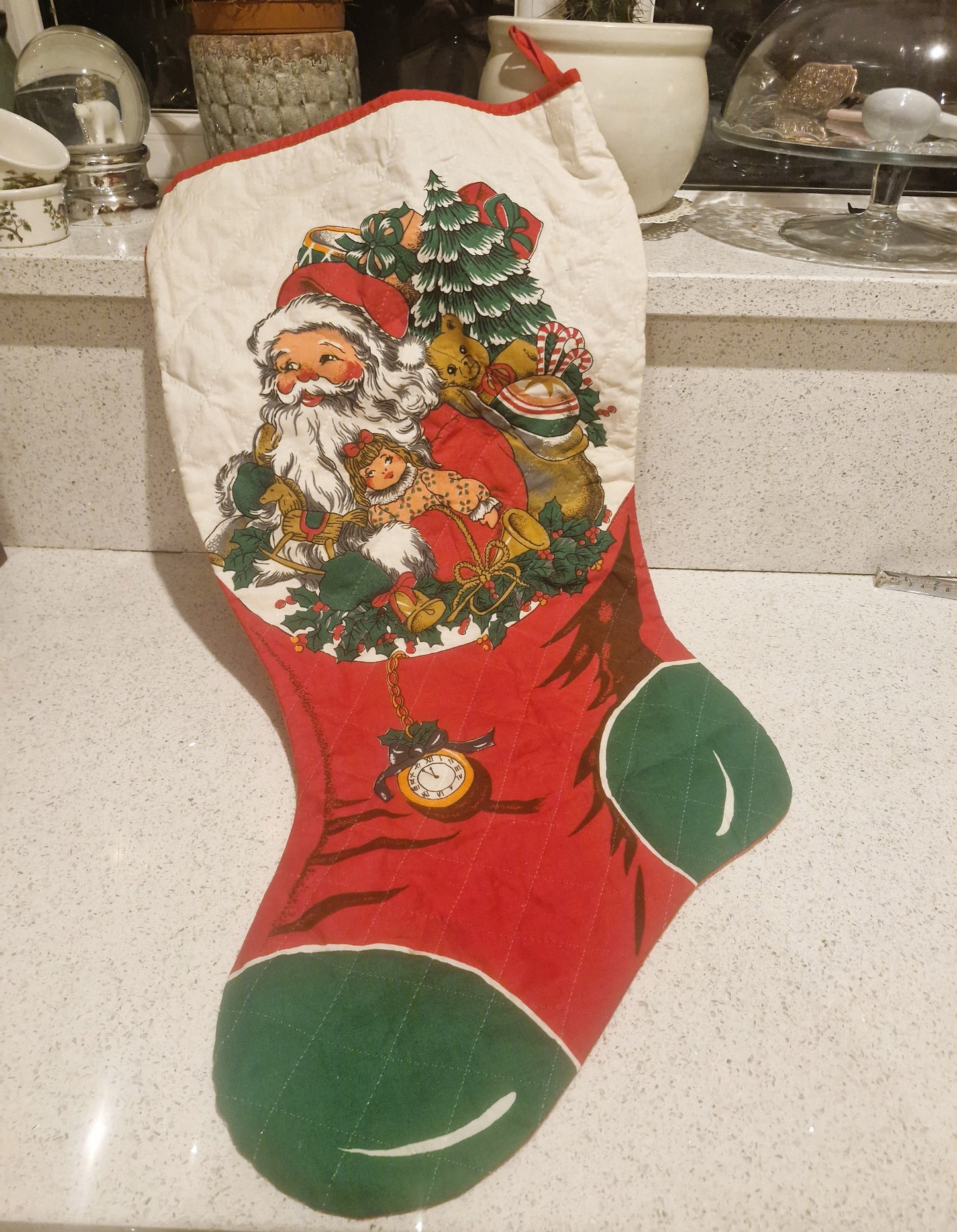 Large Christmas Stocking, Vintage Christmas Stocking,  Large, Huge, Big, Christmas, Xmas, Stocking, Kitsch, Quirky, Santa, Father Christmas