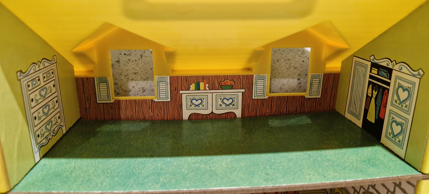 Vintage 70s Fisher Price Family House, Yellow House, Complete - Very Good condition, Lots of characters and Accessories - Inc 4 seater Car