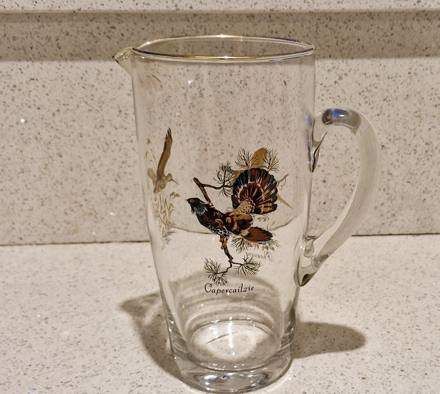 Game Shooting, Game Birds, Pheasant, Partridge, Duck, Jug, Pitcher, Decanter, Glasses, Set, RARE, Glass, Vintage, Glorious 12th, IMMACULATE