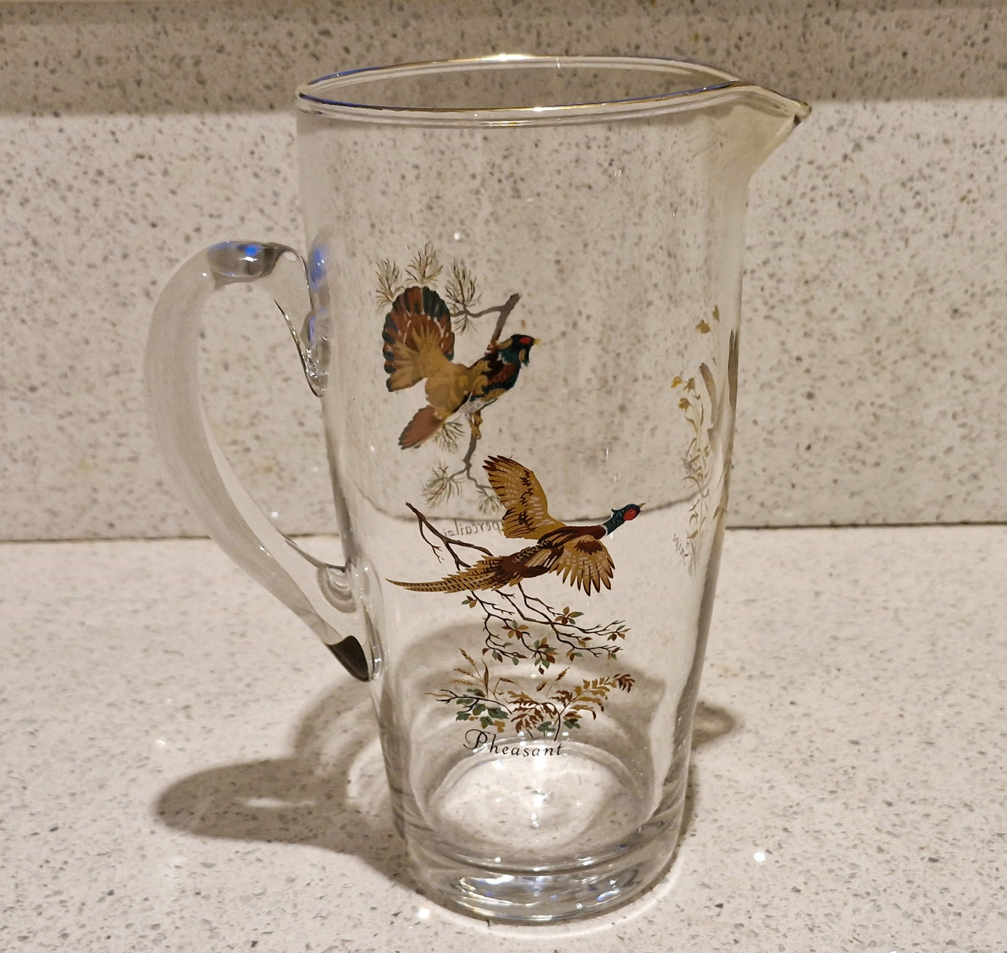 Game Shooting, Game Birds, Pheasant, Partridge, Duck, Jug, Pitcher, Decanter, Glasses, Set, RARE, Glass, Vintage, Glorious 12th, IMMACULATE
