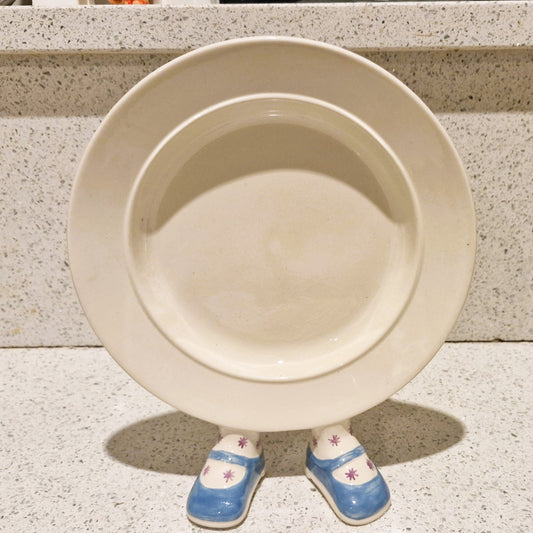 Carltonware, Walking Plate, Hand Painted, Carltonware Walking ware, Plate, with Feet, Made in England, English Pottery,  RARE, BLUE