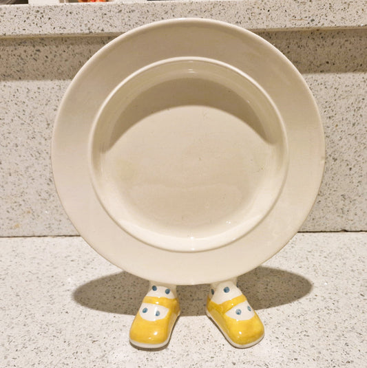 Carltonware, Walking Plate, Hand Painted, Carltonware Walking ware, Plate, with Feet, Made in England, English Pottery,  RARE, YELLOW