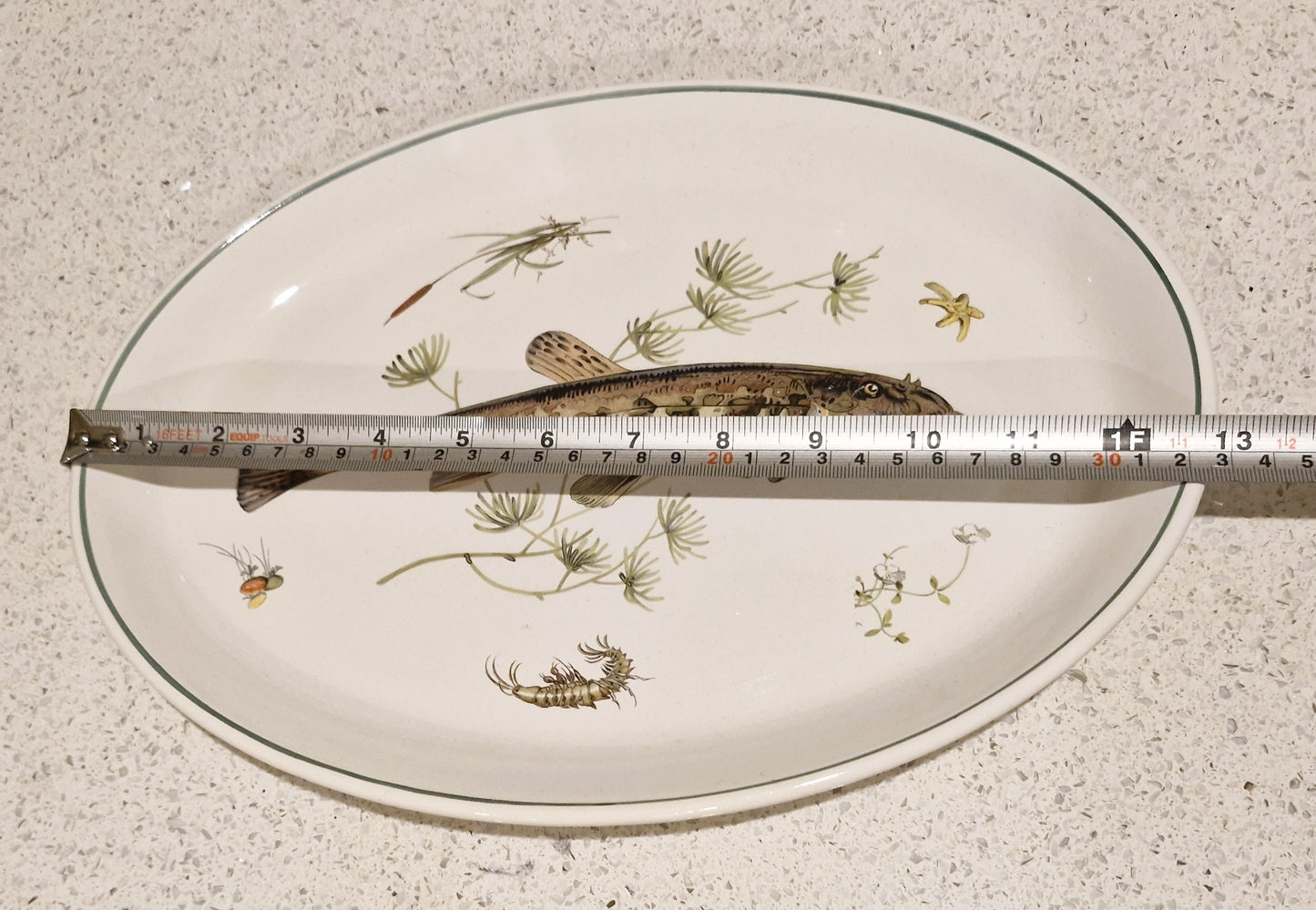 Fish Serving Platter, Old English Ironstone, Simpsons, English Ironstone, Spined Loach, Fish Serving Platter, Course Fishing,  Fly Fisherman