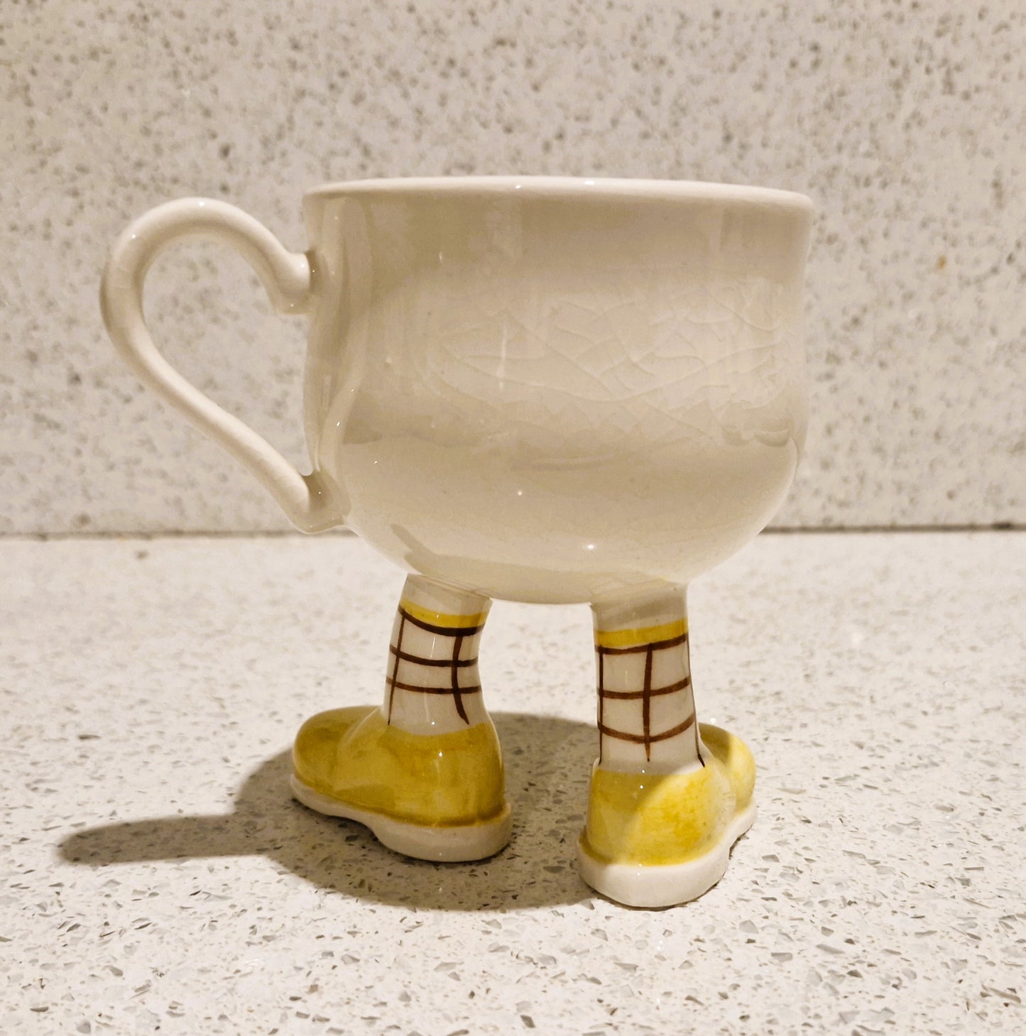 Carltonware Walking cup, Carltonware walking mug, Carltonware, Walking ware, Mug, cup, with feet, with legs, Yellow, long legs