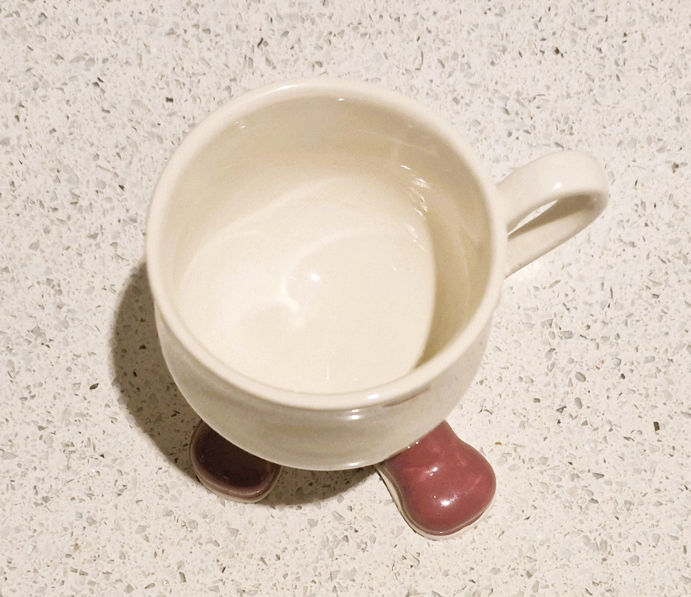 Carltonware Walking cup, Carltonware walking mug, Carltonware, Walking ware, REPAIRED, Mug, cup, feet, legs, Red, Burgundy, long legs
